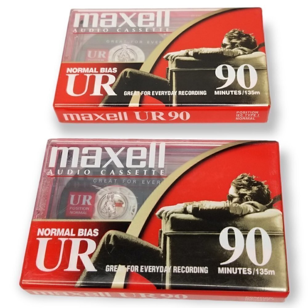 Maxell UR90 Blank Audio Cassette Tapes 90 Min Type I Normal Bias Sealed Lot 2